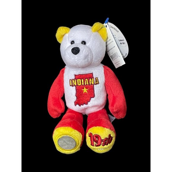 2002 Limited Treasures Indiana State Quarter Coin Bean Bear Plush - Picture 2 of 5